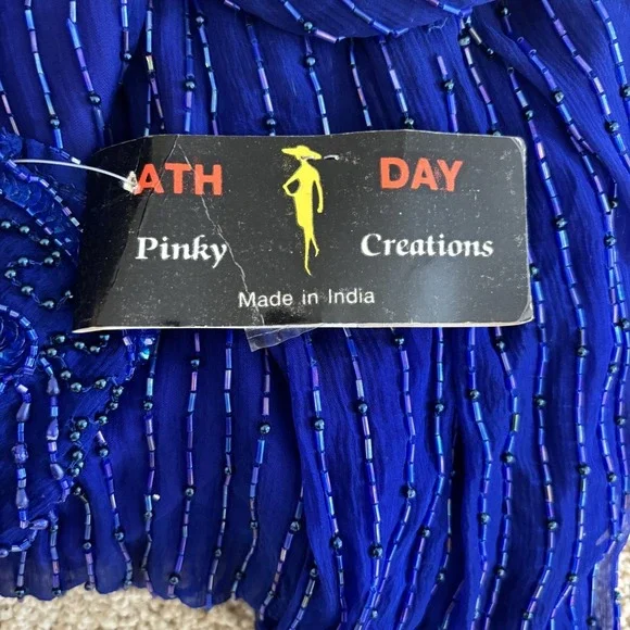 Vintage 80s 100% Silk Beaded Sequin Top Women 26 Long Sleeve Party Cocktail VTG - Picture 10 of 15